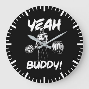 Grande Horloge Ronde Ouais Buddy - Gym entraînement Motivationnel