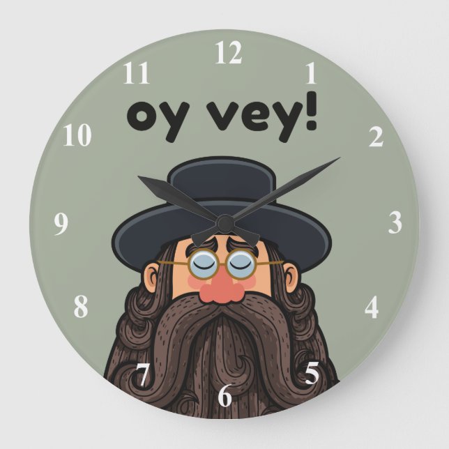Grande Horloge Ronde OUI ! Funny RABBI Peronalisé (Recto)