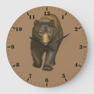 Grande Horloge Ronde Ours animal sauvage