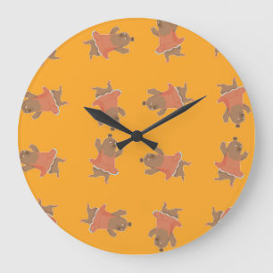Grande Horloge Ronde ours de ballerine Brown