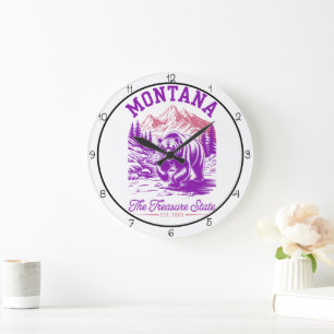 Grande Horloge Ronde Ours de l'État Trésor du Montana