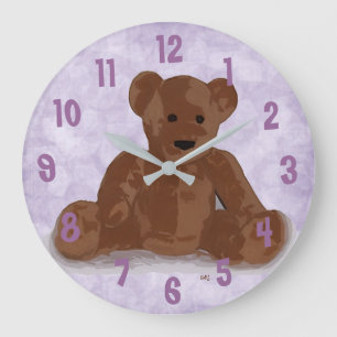 Grande Horloge Ronde Ours de nounours se reposant (arrière - plan