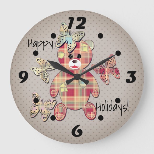 Grande Horloge Ronde Ours en peluche (Recto)
