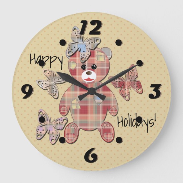 Grande Horloge Ronde Ours en peluche (Recto)