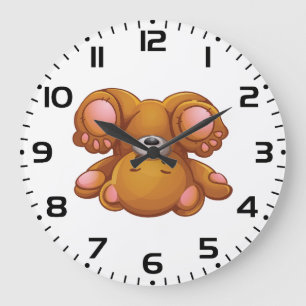 Grande Horloge Ronde Ours en peluche à l'envers