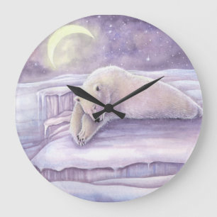 Grande Horloge Ronde Ours polaire couchant Imaginaire Faune Ours douces