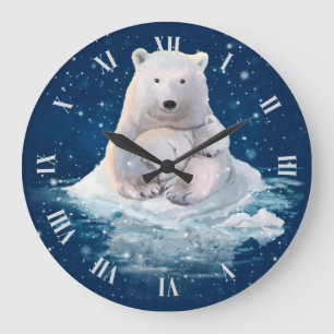 Grande Horloge Ronde Ours polaires sur une banquise