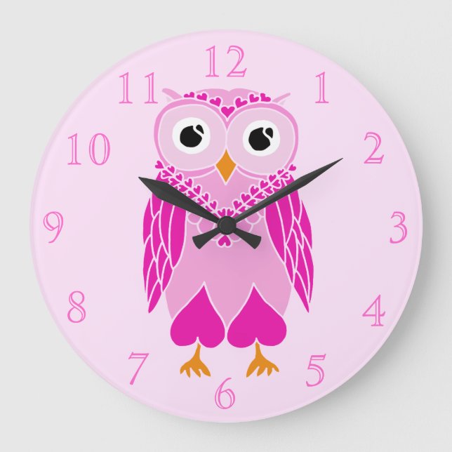 Grande Horloge Ronde Owl Clock : Pink Owl (Recto)