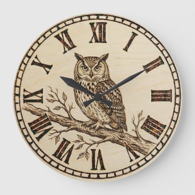 Grande Horloge Ronde Owl Wall Clock (Recto)