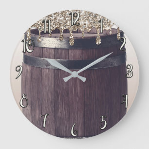 Grande Horloge Ronde Pailleté de champagne goutte à goutte Rustique Gla
