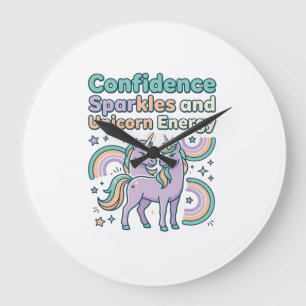 Grande Horloge Ronde Paillettes de Confiance de Licorne et Conception d