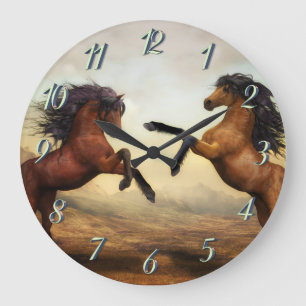 Grande Horloge Ronde paire de cornes sauvages