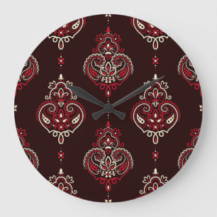 Grande Horloge Ronde Paisley Bandana : Boho Vintage Print.