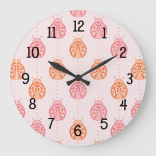 Grande Horloge Ronde Paisley Ladybug
