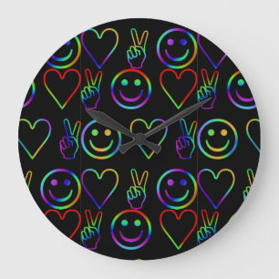 GRANDE HORLOGE RONDE PAIX, AMOUR ET BONHEUR