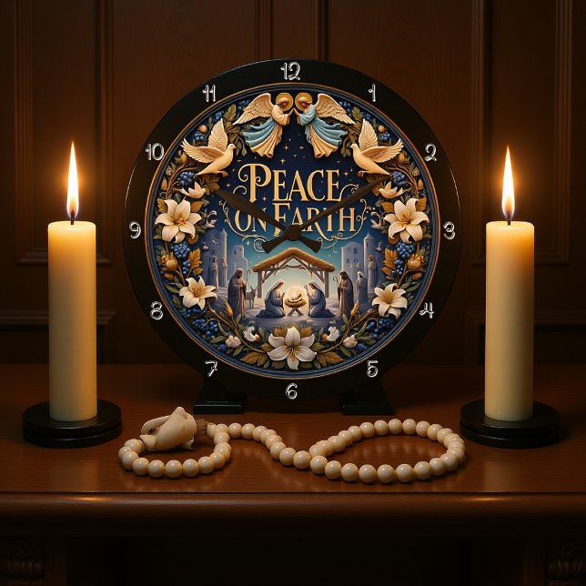 Grande Horloge Ronde Paix sur Terre Nativité Angel (Créateur téléchargé)