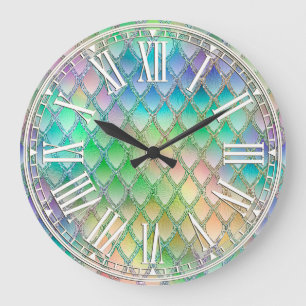 Grande Horloge Ronde Pale Rainbow & Sparkles Dragon Scales