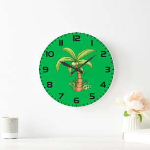 Grande Horloge Ronde Palm Tree Beach Tropical et Ile Vibes