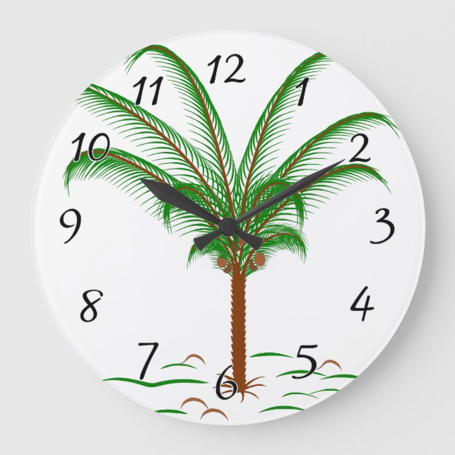 Grande Horloge Ronde Palmier tropical (Recto)
