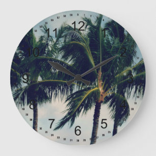 Grande Horloge Ronde Palmiers d'Hawaii