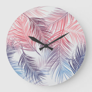 Grande Horloge Ronde Palmiers Tropicaux Hawaïens : Élégants et sans fil
