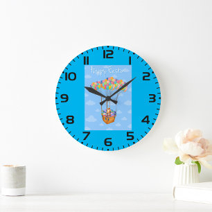 Grande Horloge Ronde Panier D'Oeufs De Pâques