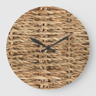 Grande Horloge Ronde Panier en osier, texture haute résolution.