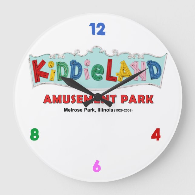 Grande Horloge Ronde Panneau texte Kiddieland Melrose Park, IL (Recto)