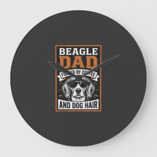 Grande Horloge Ronde Papa Beagle alimenté par le café et les poils de c