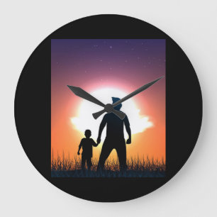 Grande Horloge Ronde Papa Et Son Fils   Père Son Bestami