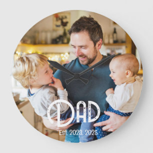 Grande Horloge Ronde Papa Établit Photo Noir Blanc Grunge