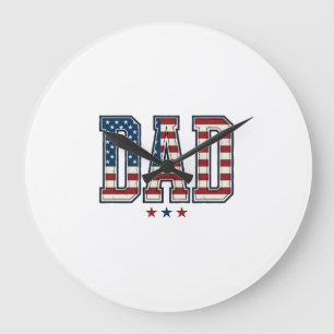Grande Horloge Ronde Papa patriotique Drapeau américain Design vectorie