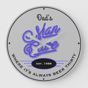 Grande Horloge Ronde Papa's ou n'importe quel nom Homme Cave Retro Blue