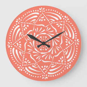 Grande Horloge Ronde Papaya Mandala