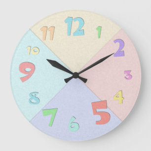 Grande Horloge Ronde Papier de construction Pastel coloré