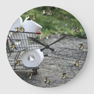 Grande Horloge Ronde Papier de toilette Covid Shopping