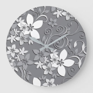 Grande Horloge Ronde Papier mural à fleurs 2