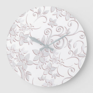 Grande Horloge Ronde papier peint fleurs 1