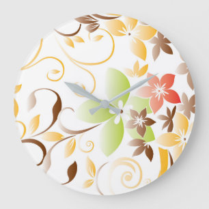 Grande Horloge Ronde Papier peint fleurs 5