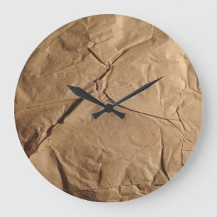 Grande Horloge Ronde Papier Recyclé : Texture écologique.