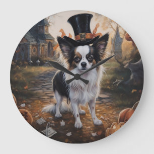 Grande Horloge Ronde Papillon Citrouille Halloween effroi
