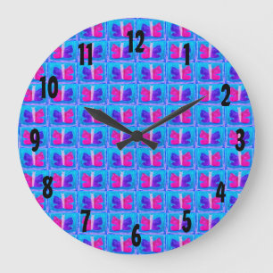 Grande Horloge Ronde Papillon coloré Filtre de Miami Base