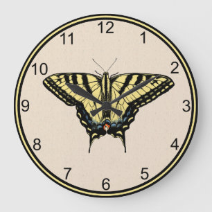 Grande Horloge Ronde Papillon jaune du Sud-Ouest