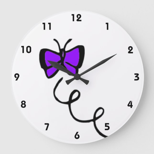 Grande Horloge Ronde Papillon mou violet (Recto)