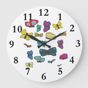 Grande Horloge Ronde Papillons