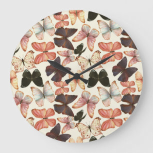 Grande Horloge Ronde Papillons tropicaux : Motif imperméable.
