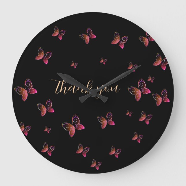 Grande Horloge Ronde papillons volants merci (Recto)