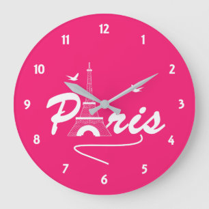 Grande Horloge Ronde Paris Tour Eiffel - Graphique de texte