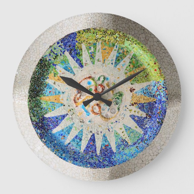 Grande Horloge Ronde Park Guell Mosaics Wall Clock (Recto)