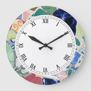 Grande Horloge Ronde Park Guell Mosaics Wall Clock